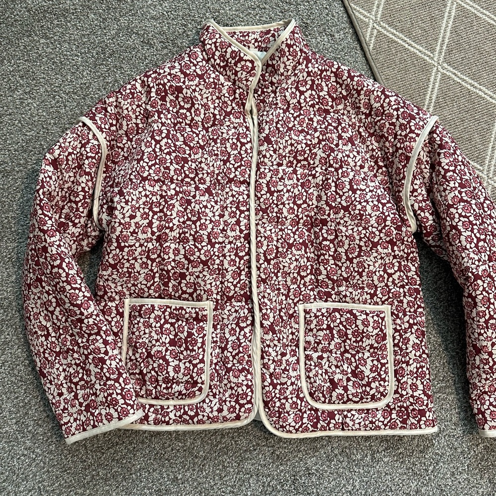 Floral Quilted Jacket with Pockets